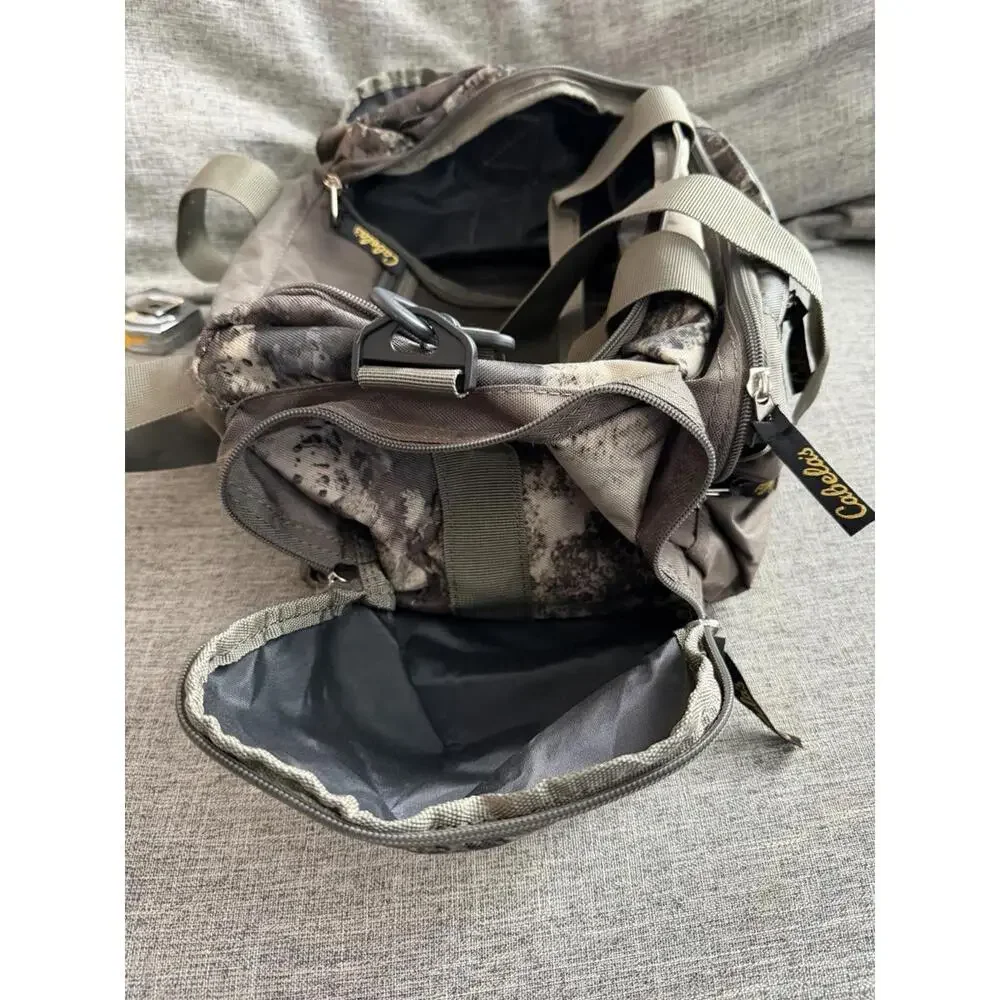 Cabelas Camo Catch All Gear Bag Weather Resistant Pockets Fishing Hunting Strap